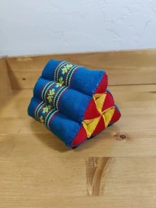 Mini 5" Thai Triangle Pillow Cushion Back Rest Multi Color Boho Toy - Picture 1 of 6