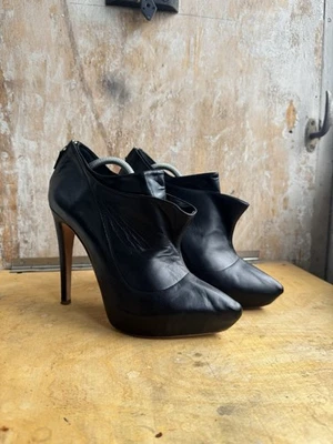 Rupert Sanderson Kit Kat Tacón de Aguja Plataforma Zapato Botas en Cuero Negro 39 Foto 1 de 4