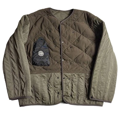90s Stone Island Quilted Liner Fleece Military Olive Archive Jacket F/S - Image 1 of 4