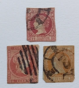 Spain 1856-1860 Queen Isabella II stamps 3 values used - Bild 1 von 2