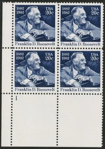 US USA Sc# 1950 MNH FVF PLATE # BLOCK Franklin D Roosevelt 32nd President NY - Picture 1 of 1