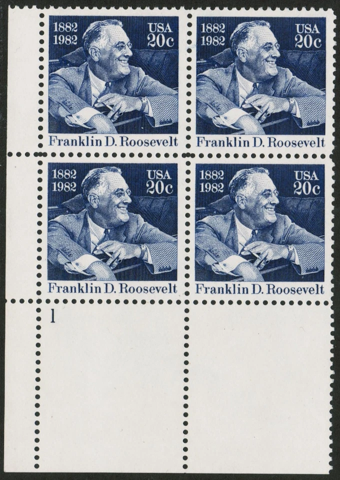 US USA Sc# 1950 MNH FVF PLATE # BLOCK Franklin D Roosevelt 32nd President NY - Image 1 of 1