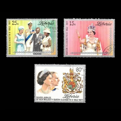 Liberia, Scott 788-790, Queen Elizabeth, 1977, usado, 110902 Foto 1 de 2
