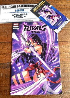 MARVEL RIVALS IGNITE #1 CERTIFICADO DE AUTENTICIDAD FIRMADO POR GODTAIL PSYLOCKE EXCL VARIANTE SPIDER-MAN Foto 1 de 2