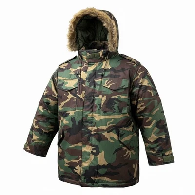 DODECA Vintage Y2K Men's 5XL Woodland Camo Parka Fur Hood Winter Jacket NWT - Image 1 of 4