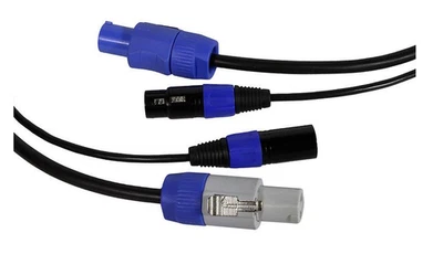 Blizzard Cables DMX 5-Pin and PowerCON Blue/Grey, 10 ft Combo Cable - Image 1 of 2