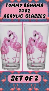 Tommy Bahama Flamingo 24 Oz Acrylic Tumblers  NEW - SET OF TWO! - Picture 1 of 2