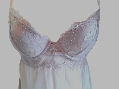 Women M Sultry Lingerie Lace Romantic Mini Dress Sheer Beaded Sexy Evening Wear - Image 1 of 4