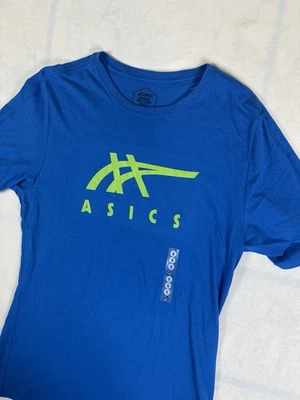全新亚瑟士 跑步图形 T 恤 短袖 女式 S 蓝色 MSRP $25 — 第 1/4 张图片