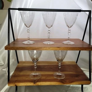 Gafas cordiales de cristal afilado Libbey de colección (5) hojas grabadas 5,75 H 2,5 W - Imagen 1 de 6
