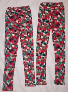 LuLaRoe Girls Christmas Print Leggings Size L/XL (2) NWOT - Picture 1 of 6