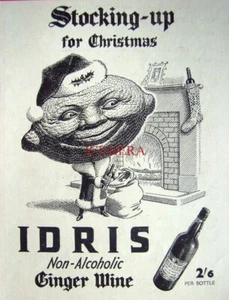 Anuncio de bebidas de vino de jengibre sin alcohol 'IDRIS': impresión pequeña de 1949 - Imagen 1 de 1