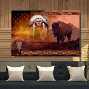 38 x 50 Native Amercian Indian A By Gon Era Canvas Wrap Print Photo Art - Picture 1 of 3
