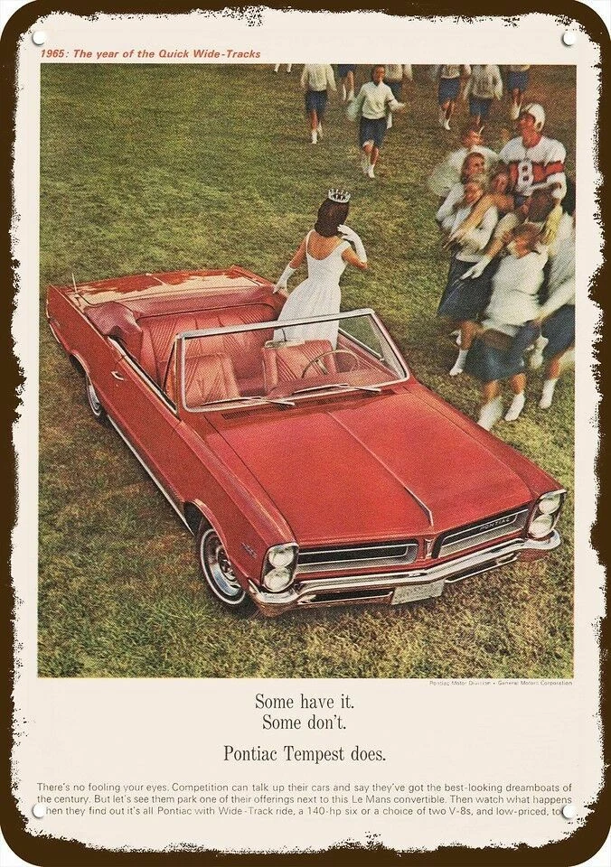 1965 PONTIAC TEMPEST Convertible Car Vintage-Look DECORATIVE REPLICA METAL SIGN - Image 1 of 1