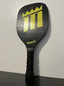 Monarch Pickleball Paddle Black Neon Green Yellow Logo Rubber Grip Aspen Wood - Picture 1 of 3