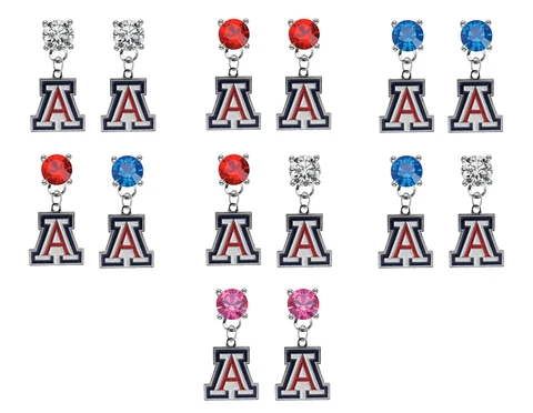 Arizona Wildcats Crystal Bling Earrings Stud Post Dangle - Mix & Match Colors Cover