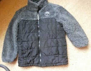 Gerry Puffer Sherpa Fleece Youth Full Zip Jacket Gray Black Size S (7/8) Quilted - Picture 1 of 4