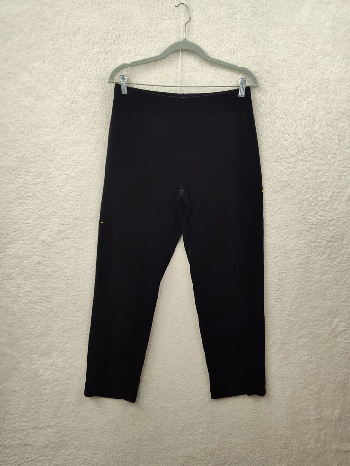 Pantalones de mujer Linea pequeños negros mezcla de polietileno rectos calce regular frente plano Foto 1 de 4