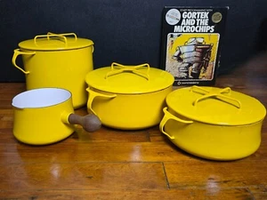Vintage Dansk Kobenstyle Yellow 4pc. Set w/ Lids 8qt. Stock Pot Bean pot Warner - Bild 1 von 18
