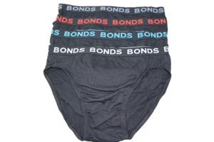 4 Pairs X Bonds Mens Hipster Briefs Black/Multicoloured Logo As1 - Picture 1 of 5