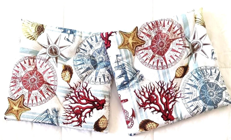 Juego de 2 porta ollas hechas a mano con imágenes náuticas 8x8" Foto 1 de 1