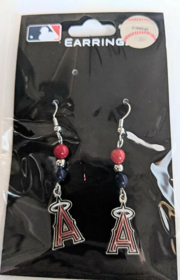 Los Angeles Angels MLB Bead Dangle Earrings, Baseball Jewelry - Image 1 of 1