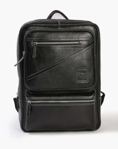 Notebook Rucksack Echtleder | Laptop Tasche bis 15,4 Zoll | Schwarz Braun - Bild 1 von 13