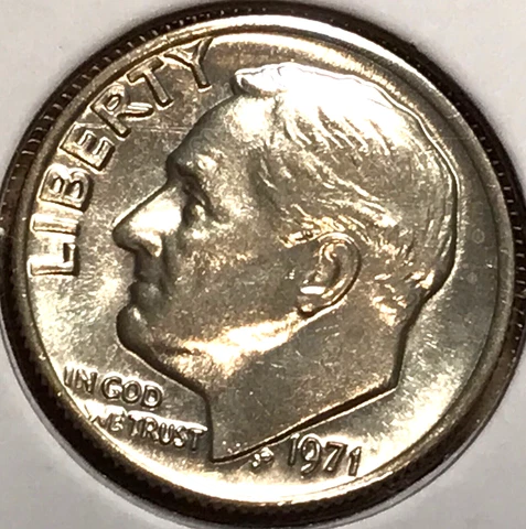 1971  Roosevelt Dime - BU from Mint Set Cover