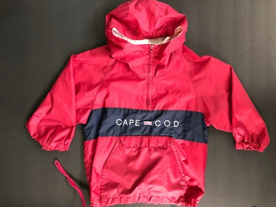 Cortavientos Cuffy’s By Cape Cod Unisex Rojo Con Capucha 1/2 Cremallera Manga Raglán (7-8) Foto 1 de 4