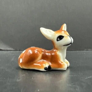 Miniatura Cervatillo Bebé Ciervo Cerámica Marrón Blanco Estatuilla Bosques Coleccionable Deco - Imagen 1 de 7