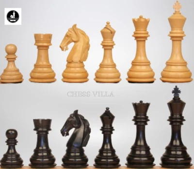 3.8" Colombian Knight Luxury Staunton Chess Pieces Only- Weighted Ebonised Boxwo - Image 1 of 4