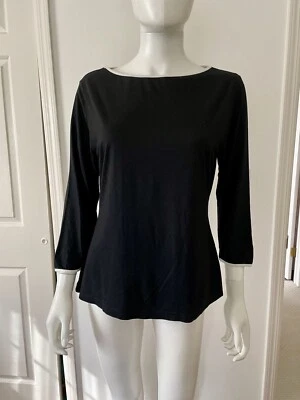 Top Pullover Vintage Jaeger Boat Cuello Negro/Blanco Borde Manga 3/4 Talla Mediana Foto 1 de 4