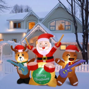Large Christmas Inflatables Gingerbread Man Blow-Up Outdoor LED Garden Display - Picture 1 of 69