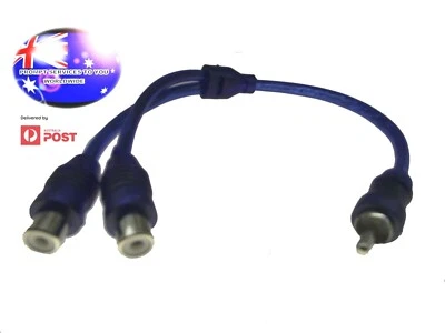 From OZ Quality 1PC 2 RCA Female To 1 RCA Male Audio Adapter Cord Lead 4 Sub Amp - Image 1 of 4