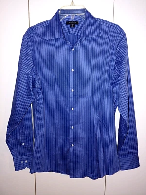 STRUCTURE FITTED MEN S LS BLUE PINSTRIPE BUTTON SHIRT-M(15-15.5x34/35-NWOT-NICE - Image 1 of 3