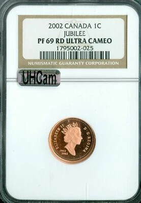 2002 CANADA JUBILEE CENT NGC PF69 MAC UHCam ULTRA HEAVY CAMEO FINEST SPOTLESS  * - Image 1 of 2