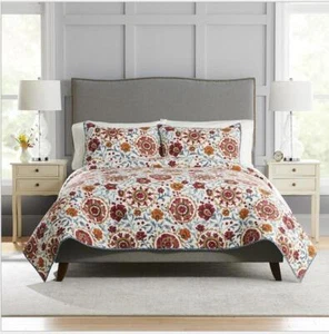 100% Cotton Quilted Country Style Bedspread Bedspread Pillowcase 3pcs - Bild 1 von 19