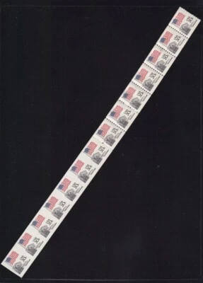 US 1895j ERROR perf & Imperf coil strip 14 together MINT NH Wide Block Tagging - Image 1 of 2