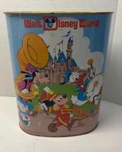 Vintage Disneyland & Disney world 2 Sided Tin Trash Can Cheinco Mickey& Friends  - Picture 1 of 7