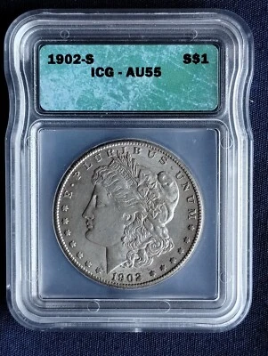 1902-S Morgan Silver Dollar AU55 ICG - Image 1 of 4