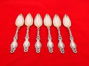 Set of 6 Antique Whiting Sterling Silver Lily Grapefruit Spoons MQ-3 - Picture 1 of 4