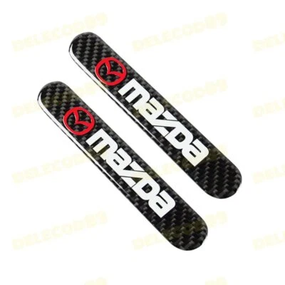 X2 MAZDA Carbon Fiber Car Trunk Side Fenders Door Badge Scratch Guard Sticker - Image 1 of 4