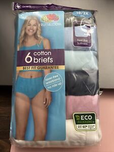 Fruit of the Loom Women’s Underwear Cotton Brief Panty Multipack Size 10/3X