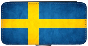 iPhone/Pixel/Galaxy Swedish/Sweden Country flag Grunge Printed Flip/Wallet Case - Picture 1 of 9