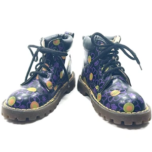 Dr. Martens Made in England Black Floral Print Leather Toddler Boots Size 9 - Picture 1 of 14