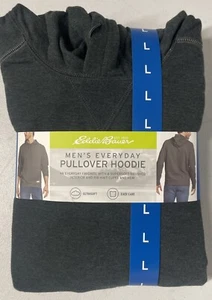 Eddie Bauer Men’s Everyday Fleece Pullover Hoodie Ultrasoft GRAY LARGE Kangaroo - Picture 1 of 8