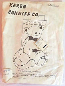 TEDDY BEAR Christmas Felt Stocking Kit 1001 Karen Cunniff Co - Picture 1 of 4