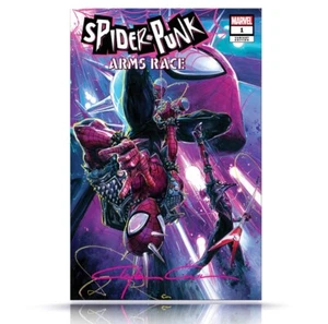 Spider-Punk Arms Race Nr. 1 Handelskleid klassisches Schild mit COA IN DER HAND 568/750 - Bild 1 von 2