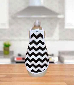 Black Chevrons Kitchen Bathroom Decor Hand Dish Soap Bottle Apron - fits 25 oz. - Picture 1 of 1