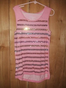 Bobbie Brooks Girls Pink Sleeveless Top w Multi Colored Sequins Size 14/16 - Picture 1 of 2